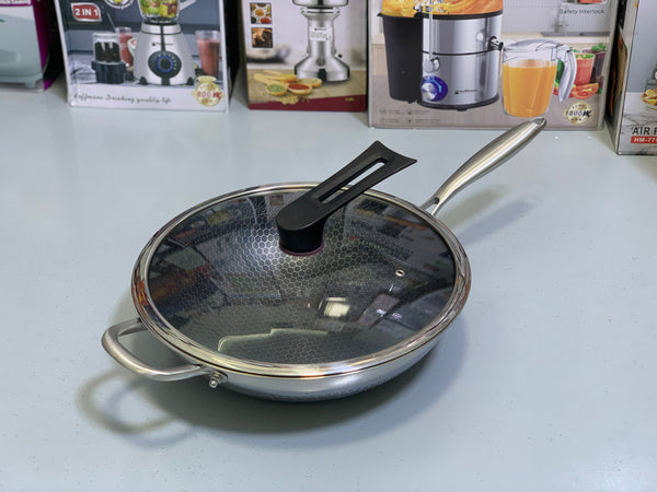 Laser  Coated Deep Frying Pan Non Stick and HoneyComb Pattern