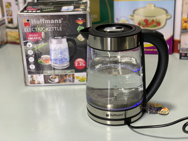 Hoffmans Electronics Electric Tea Kettle 2.2L with Transparent Glass