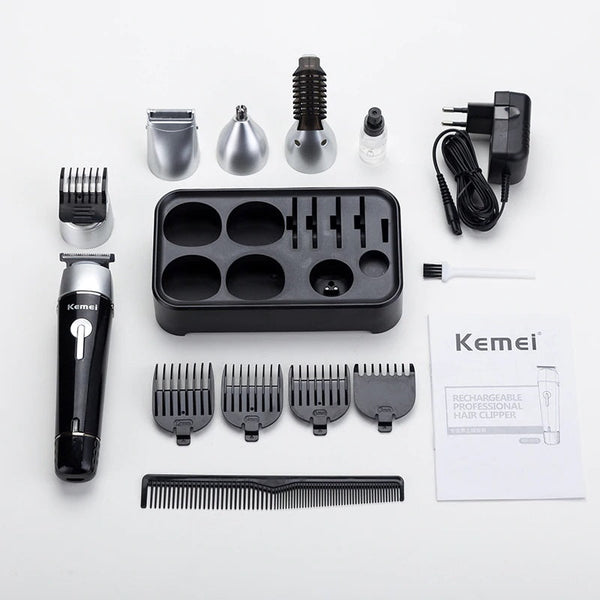 KEMEI 10 In 1 Professional Rechargeable Hair, Beard & Nose Trimmer