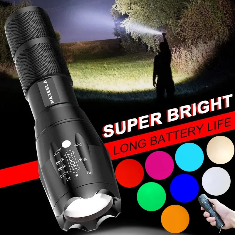 4 Colors High Lumens Bright Small Flashlight, Zoomable Waterproof Adjustable Brightness Flash Light