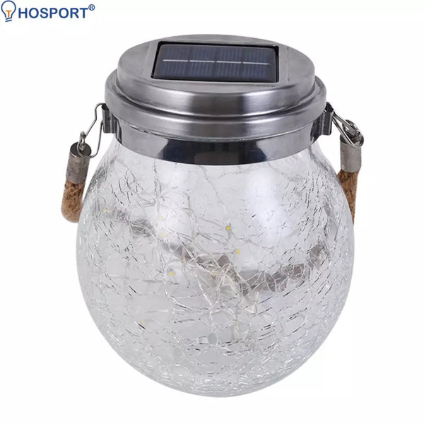 Solar Lantern Outdoor Crack Glass Solar Light led Mason Jar Light