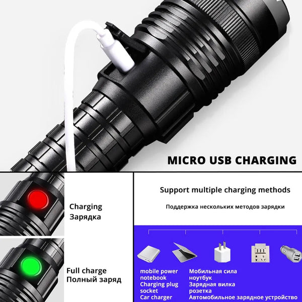 P-50 Rechargeable LED Long Range Search Flashlight Torch