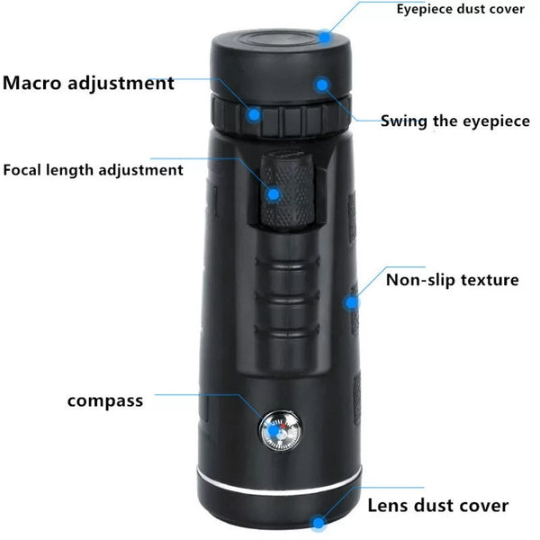 40X60 HD Monocular Telescope Dual Focus Waterproof