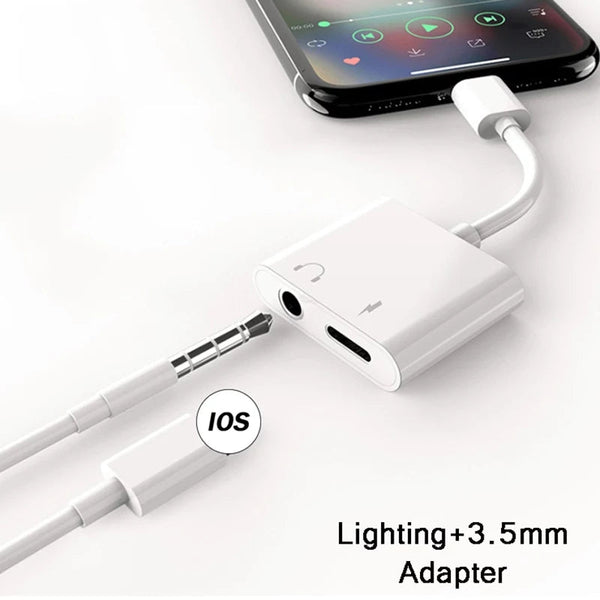 2in1 Dual Ports Splitter Adapter for iPhone, Headphone Jack (IPHONE & TYPE C)