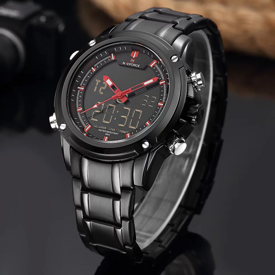 NAVIFORCE NF9050 Brand Steel Waterproof Dualtime Watch