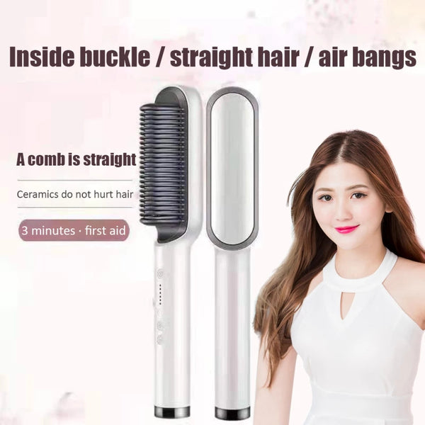 Hair Straightener Comb, Fast Ceramic Heating Ionic Straightening Brush