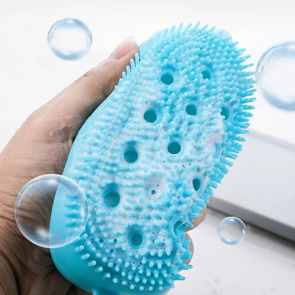 Silicone Bath Built in Soap Particle Massage Scrubber