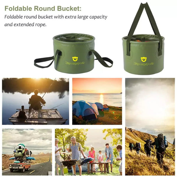 Foldable Round Bucket Outdoor Travel Camping Picnic Container 10L