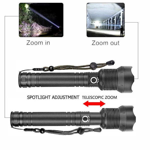 Long Range 9000-Lumens LED Rechargeable Super Bright Flashlight