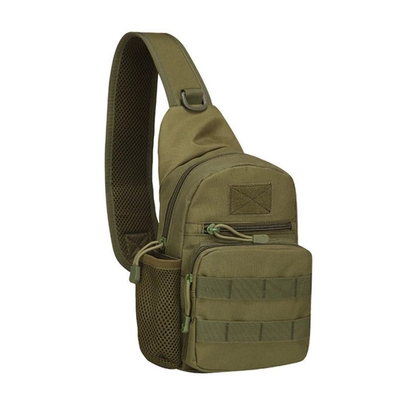 Tactical Military Chest Sling Bag Water Resistant MOLLE Shoulder Backpack Men's One Strap Daypack with Water Bottle Holder