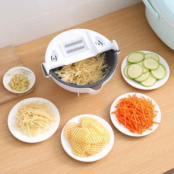 Multifunctional Rotate Vegetable Cutter With Drain Basket