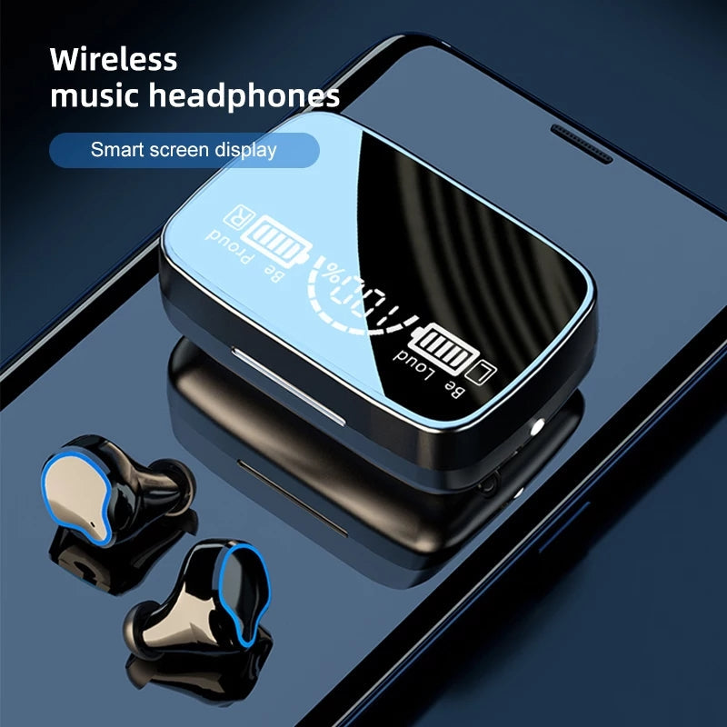 M9 Stereo Bluetooth Wireless Earbuds With Mirror LED Digital Display