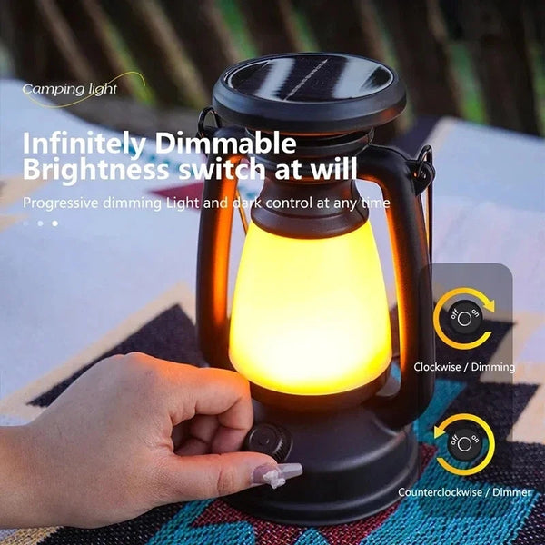 Portable Camping Lantern USB Rechargeable And Solar Energy Charging Waterproof Outdoor Hanging Emergency