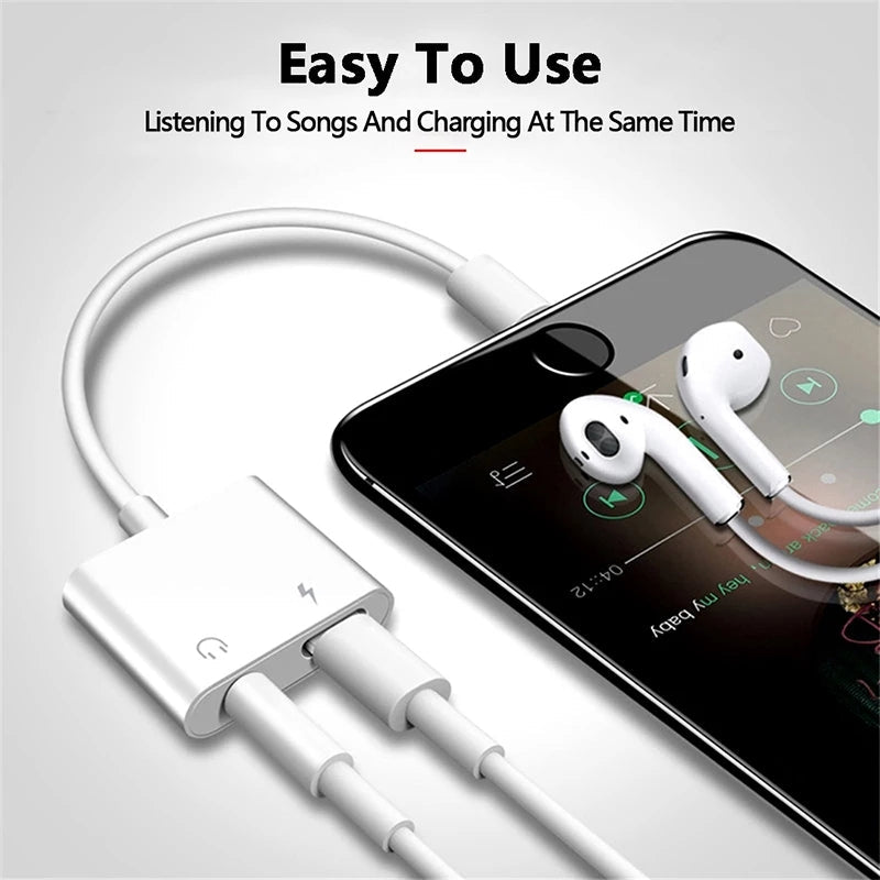 2in1 Dual Ports Splitter Adapter for iPhone, Headphone Jack (IPHONE & TYPE C)