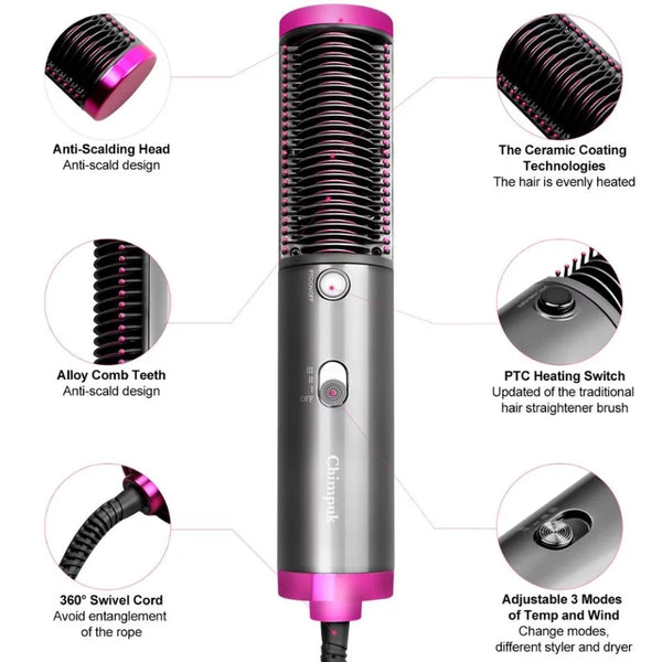 3in1 One Step Hair Dryer Blower Hot Cold Air Straightening