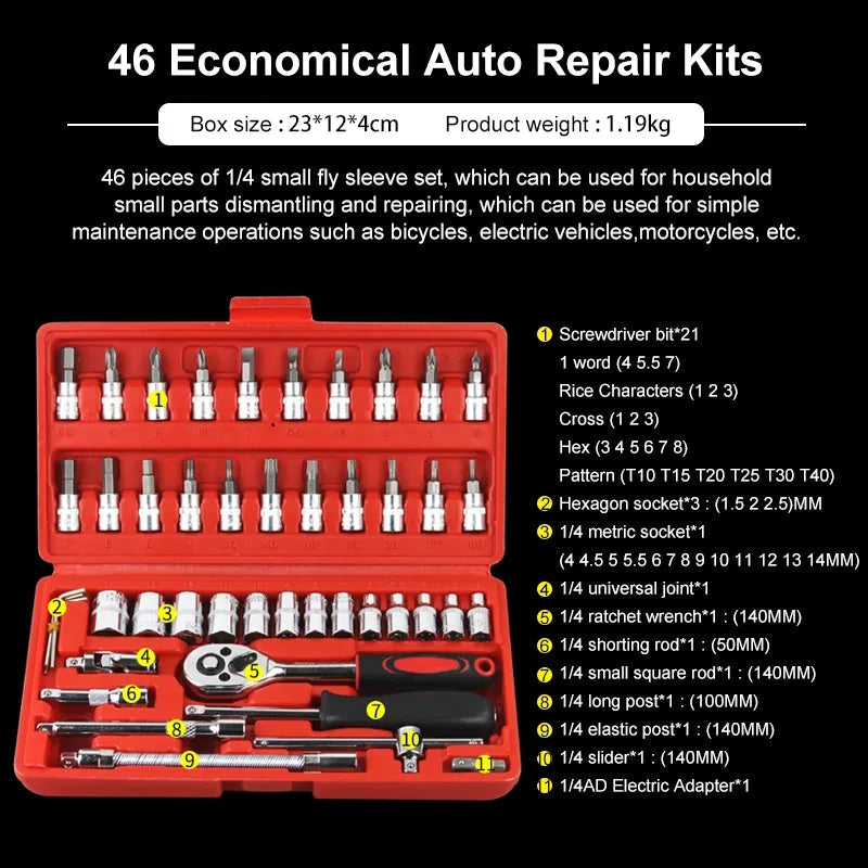 Harden 46 Pcs inch Dr. Socket Wrench set