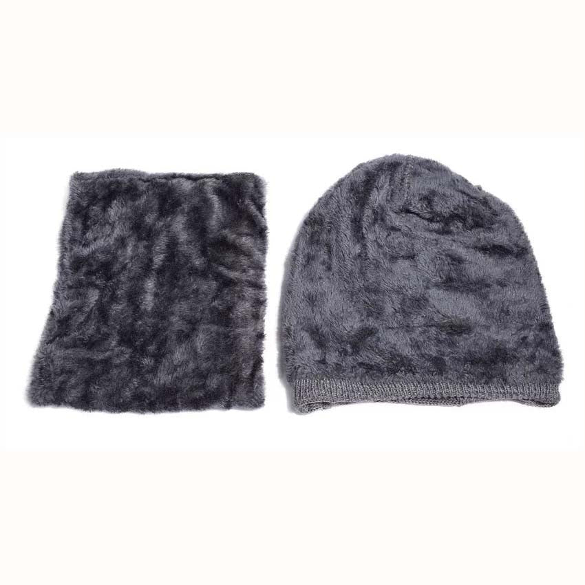 Winter Beanie Hat Scarf Set Warm Knitted Hat Thick Fleece Lined Winter Cap Scarves