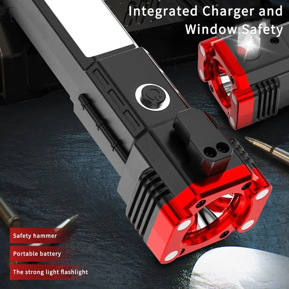 Multifunction Emergency Hammer Flashlight with Power Bank