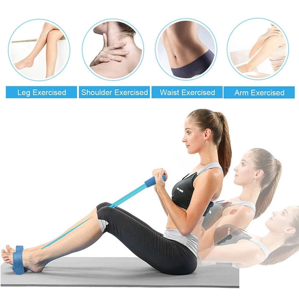 4 Tubes Elastic Sit-up Pull Rope Abdominal Exerciser Resistance Band