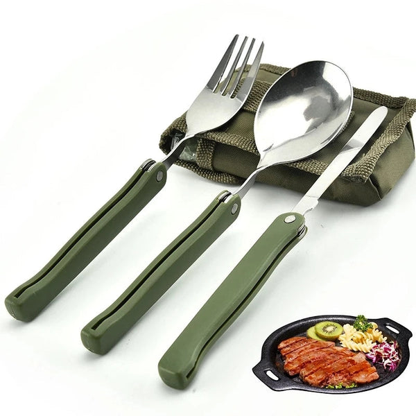 3 in 1 Outdoor Folding Dinnerware Spoon Fork Set