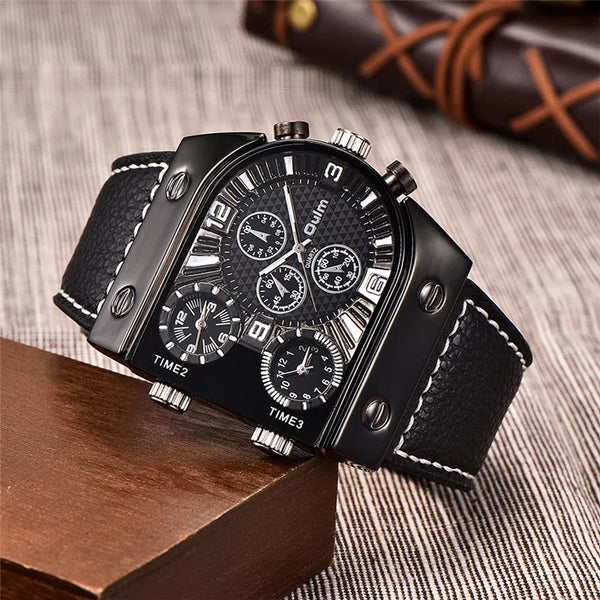 Oulm 9315 Luxury Brand Unique Design Leather Strap Watch