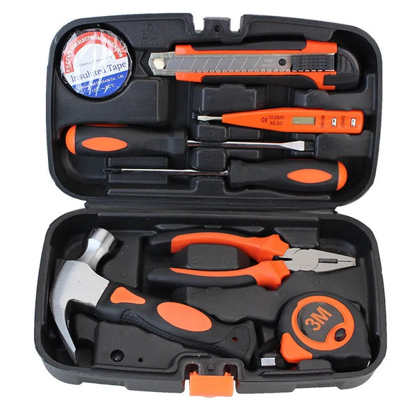 9Pcs Household Hand Tool Kit - Mechanic Tool Set Home Repair Tool Kit with Storage Case