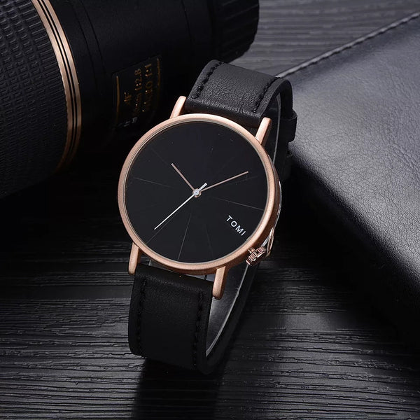 Tomi Brand Slim Luxury Leather Strap Wrist Watch TM100