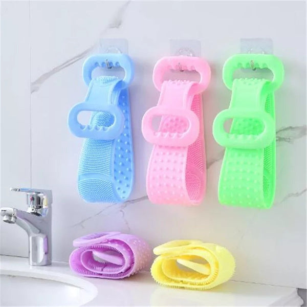 Silicone Back Scrubber, Dual Side Shower Bath Exfoliating Strap