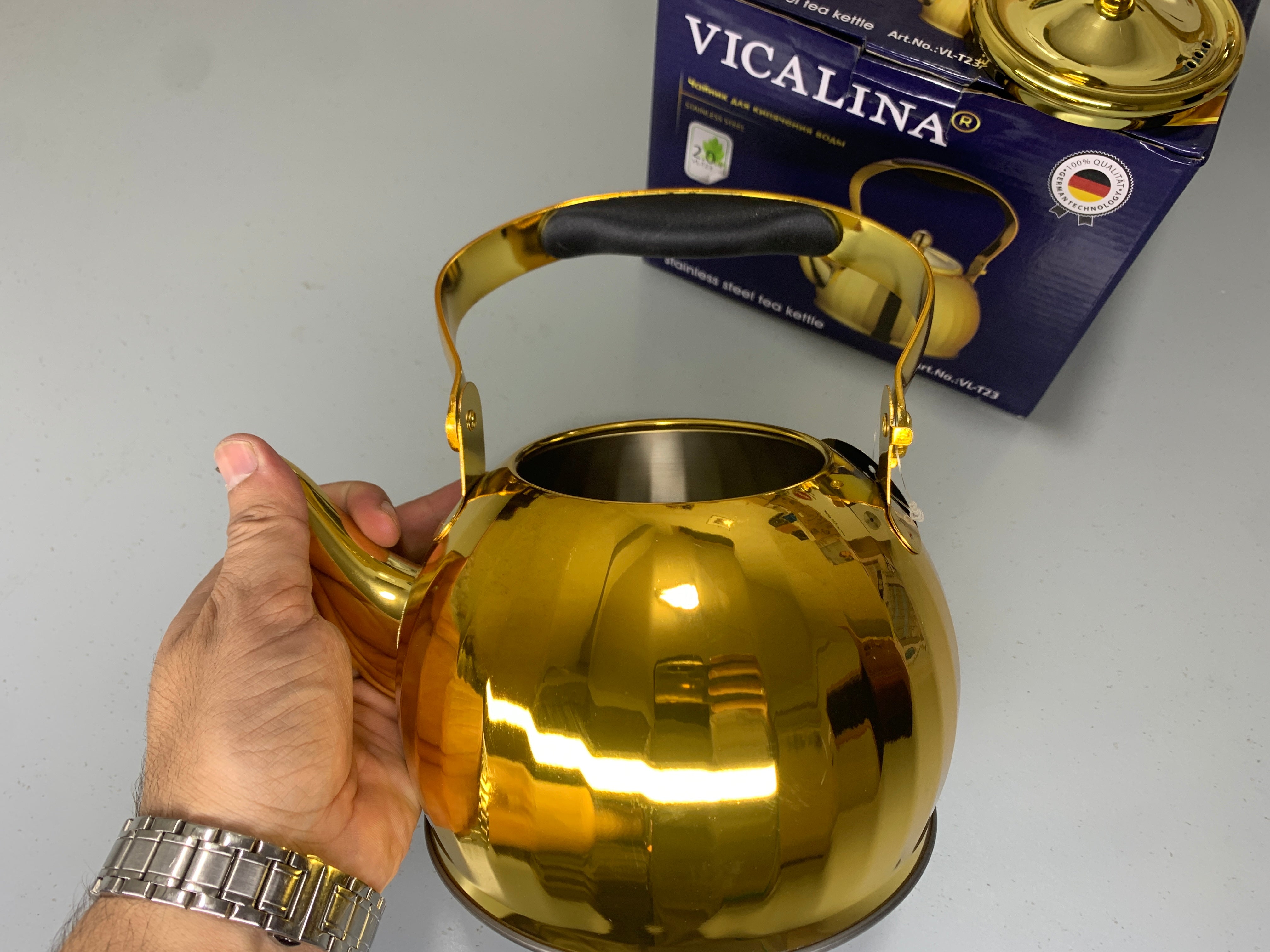 VICALINA® Germany Technology Golden and Silver Stainless Steel Stylish Tea Kettles