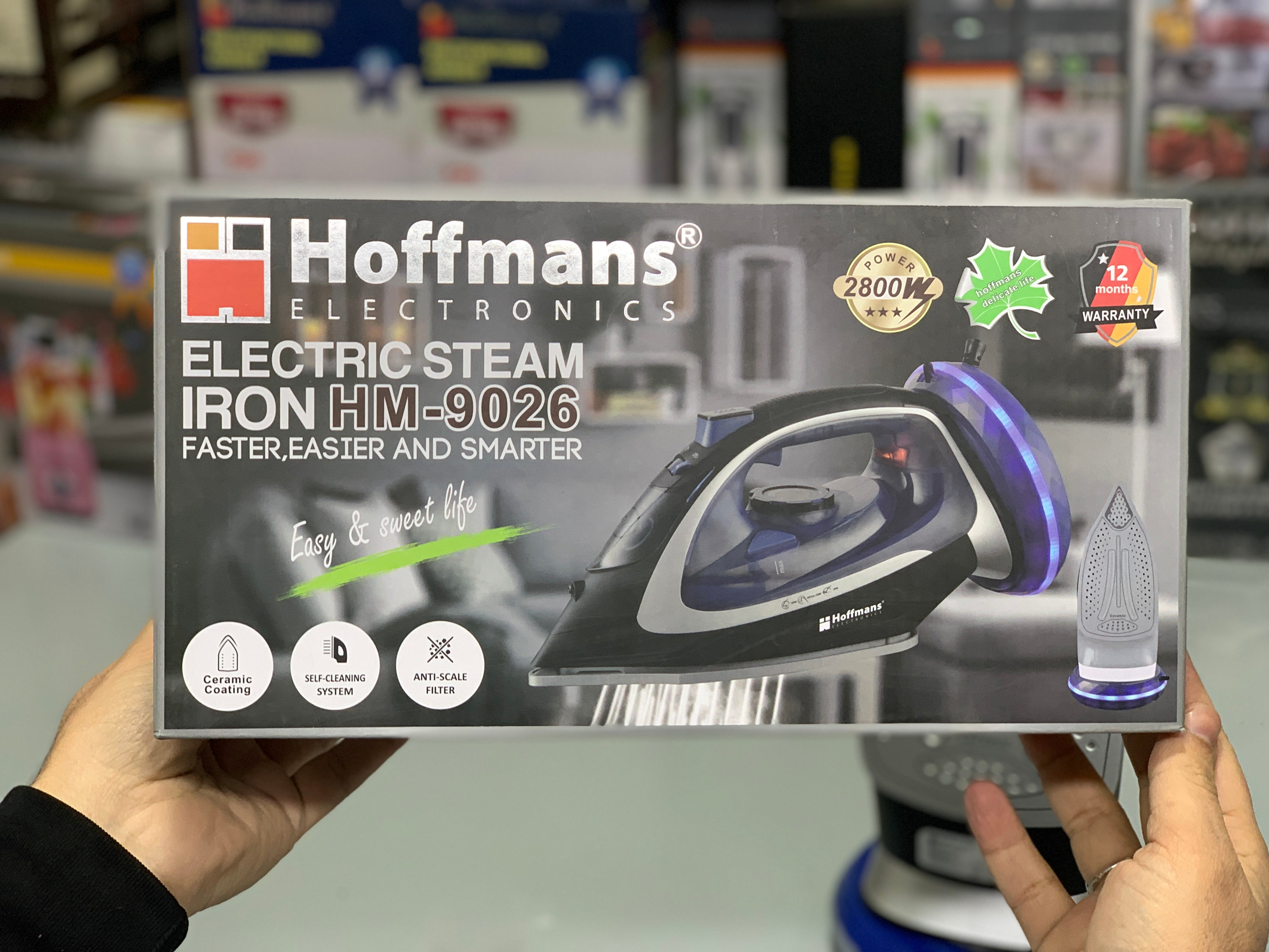 Hoffmans Powerful Steam Iron with LED Light Charging Base