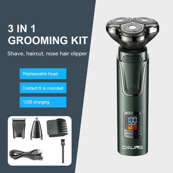 DALING 3 In 1 Professional Men's Grooming Kit Shave, Nose & Hair Trimmer