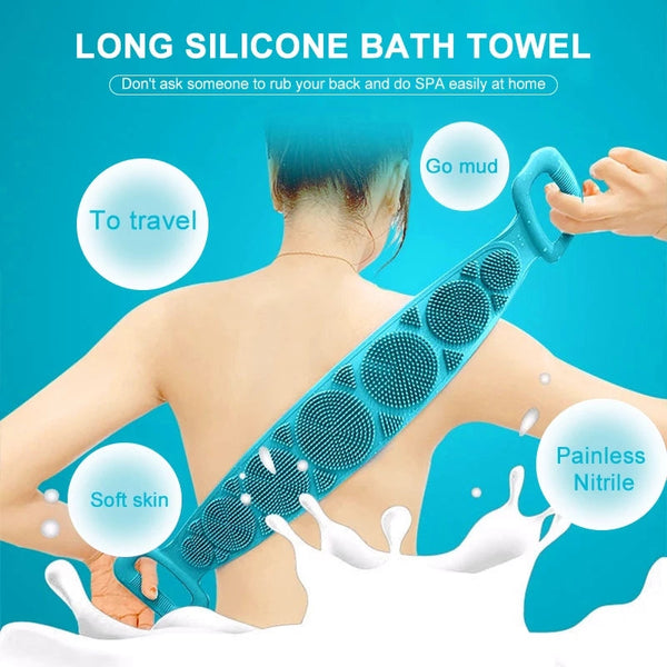 Silicone Back Scrubber, Dual Side Shower Bath Exfoliating Strap