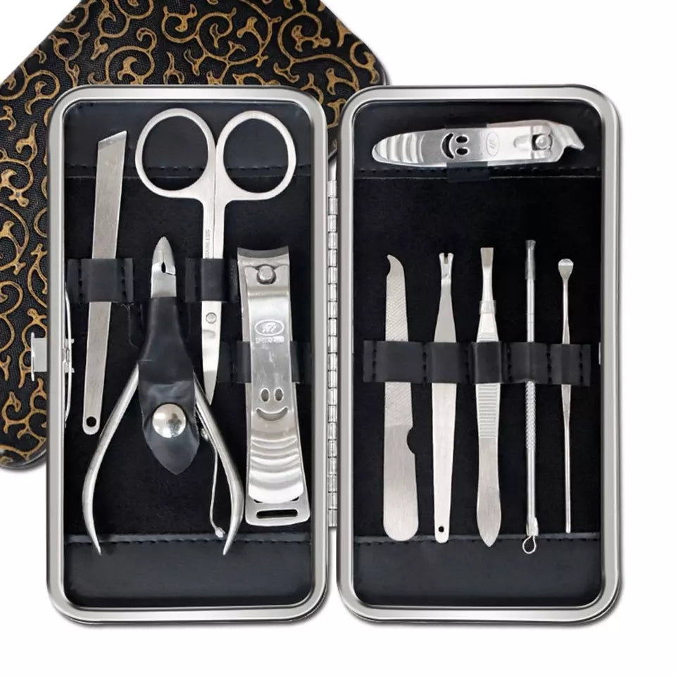 10 in 1 Stainless Steel Nail Clippers Set with Leather Case