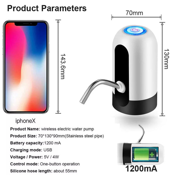 Water Bottle Pump, USB Charging Automatic Water Pump