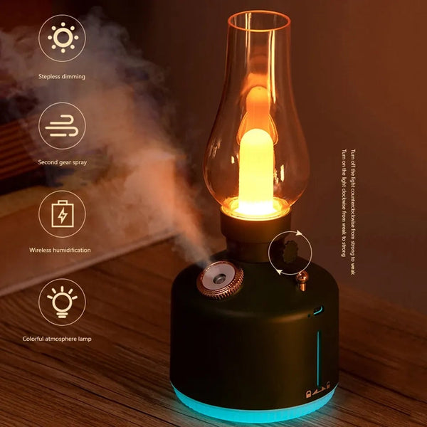 Vintage Rechargeable Night Light & Air Humidifier Steamer