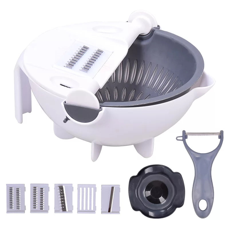 Multifunctional Rotate Vegetable Cutter With Drain Basket