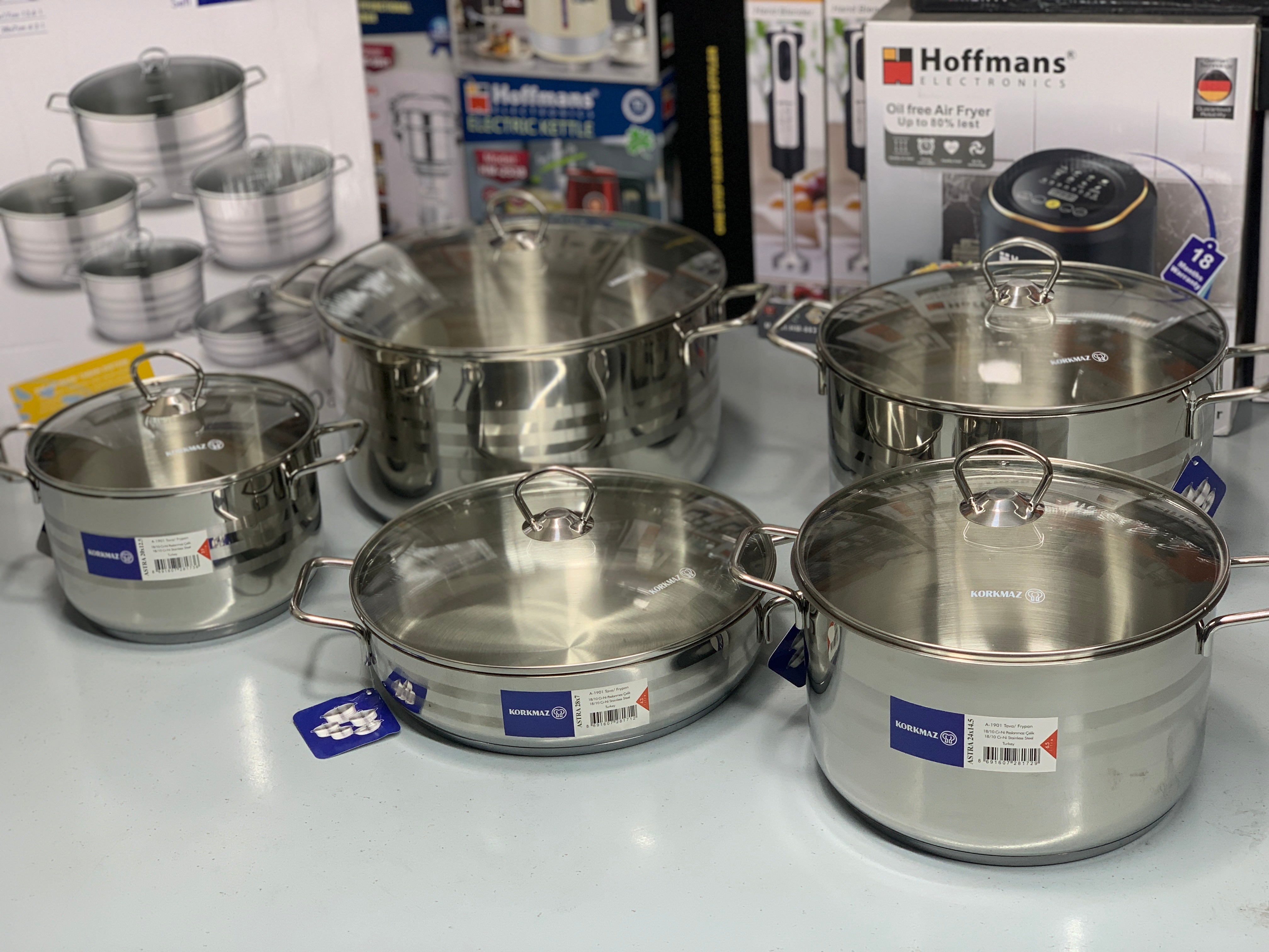 Korkmaz Turkish Original 10 Pieces Cookware Set Stainless Steel