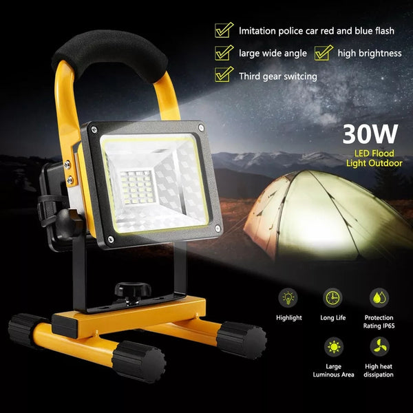 30W Rechargeable Flood Light Portable Hand Lamp for Camp