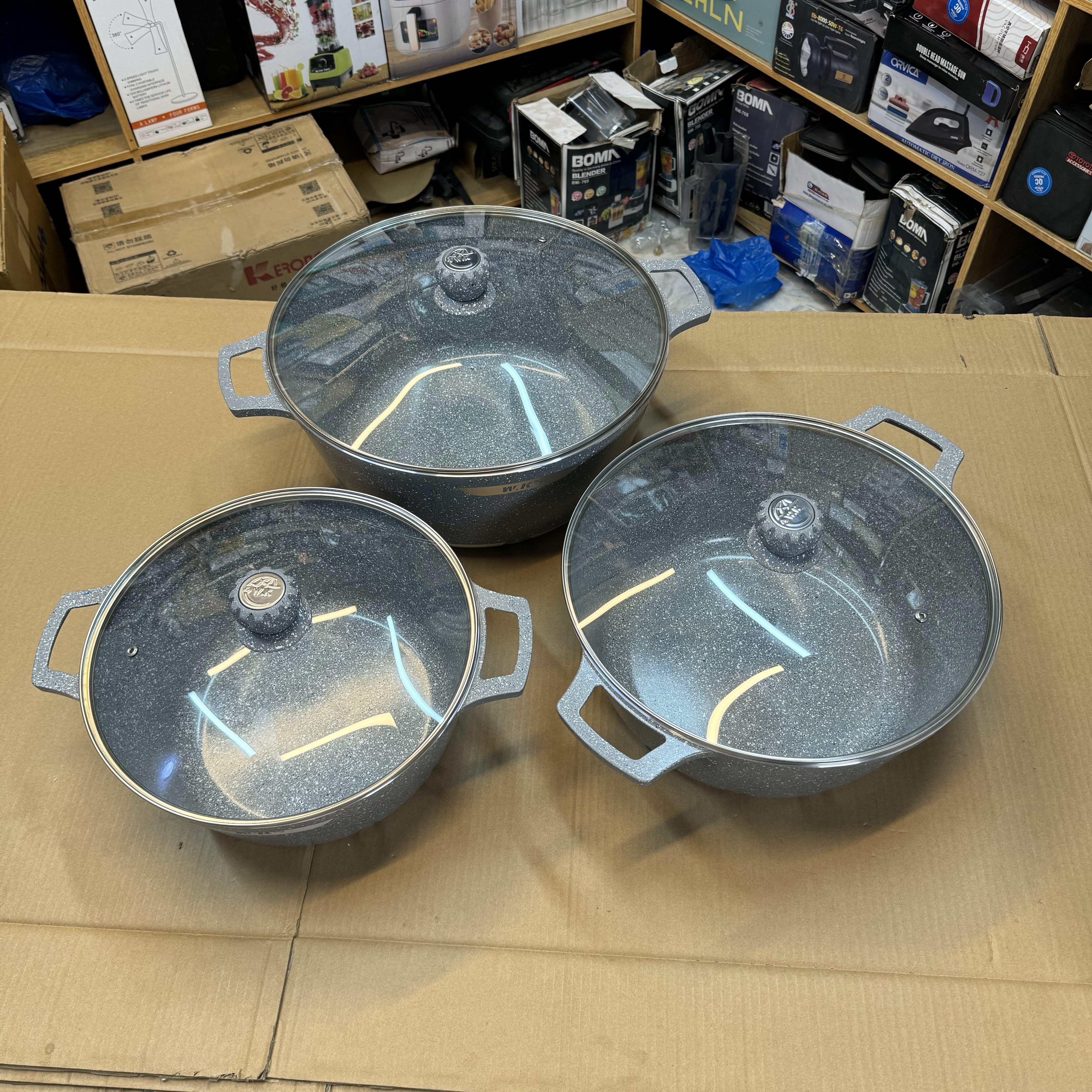 Lot Imported MK 3 piece Cookware Set