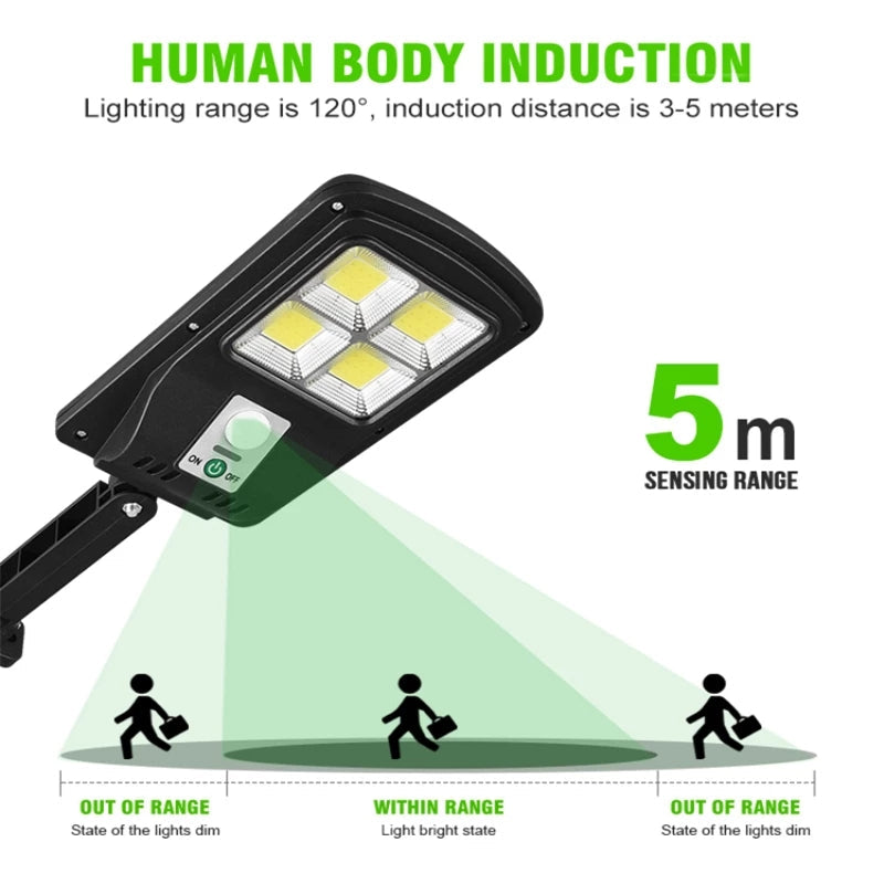 COB Solar Street PIR Sensor Outdoor Light With Solar Panel