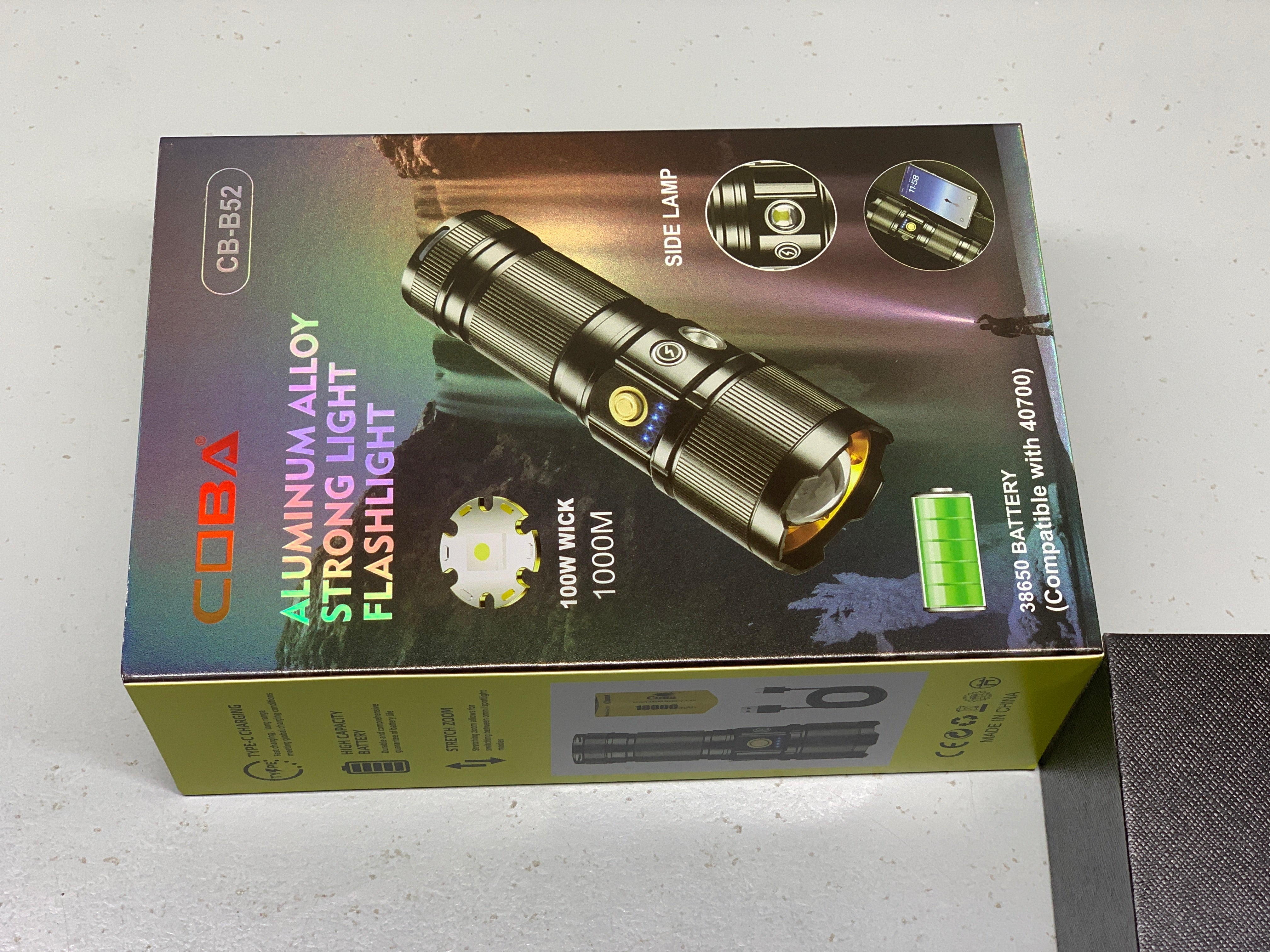 LED Torch Flashlight 1000m Range with Extra COB Light