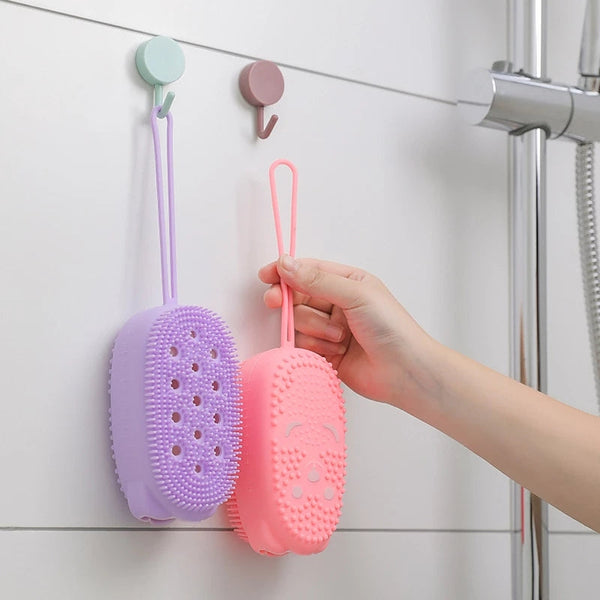 Silicone Bath Built in Soap Particle Massage Scrubber