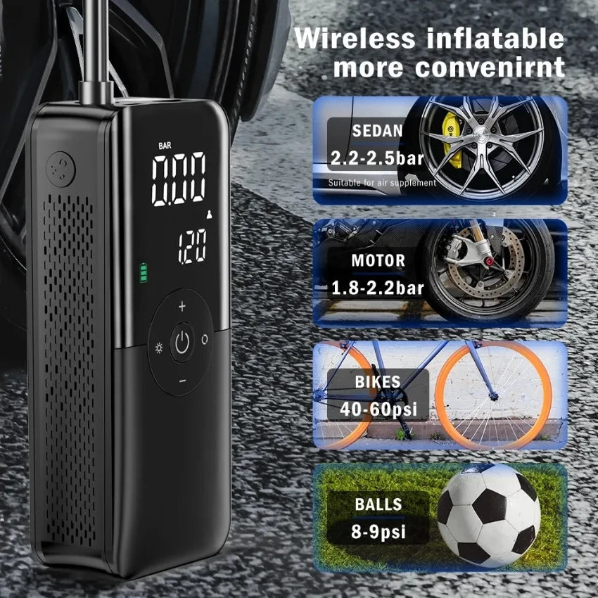 Digital Rechargeable Tyre Inflator & Power Bank Imported