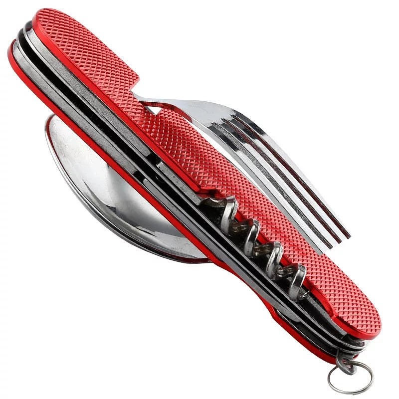 6 in 1 Folding Utensil Set for Outdoor Camping Picnic Travel