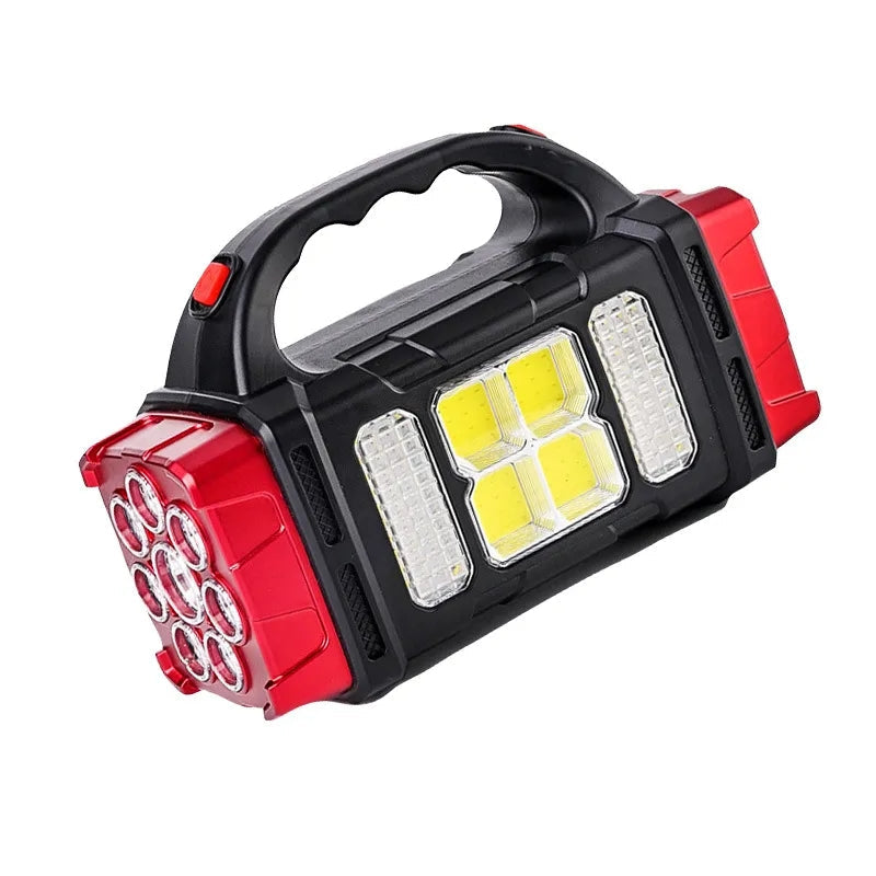 Portable Powerful Solar LED Flashlight With COB Work Lights USB Rechargeable Handheld 4 Lighting Modes