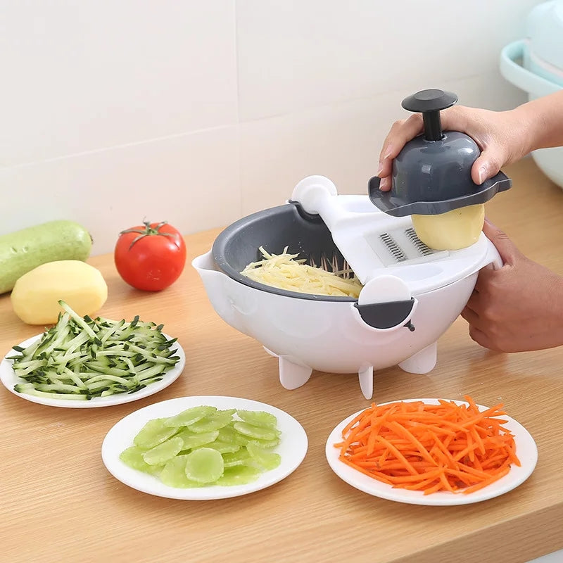 Multifunctional Rotate Vegetable Cutter With Drain Basket