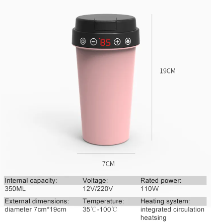 350ml 12V Stainless Steel Car Heating Cup- Stay Warm on the Go!