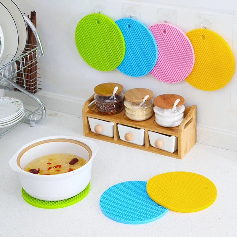 Silicone Trivet Pot Mat Round, Heat Resistant Non Slip