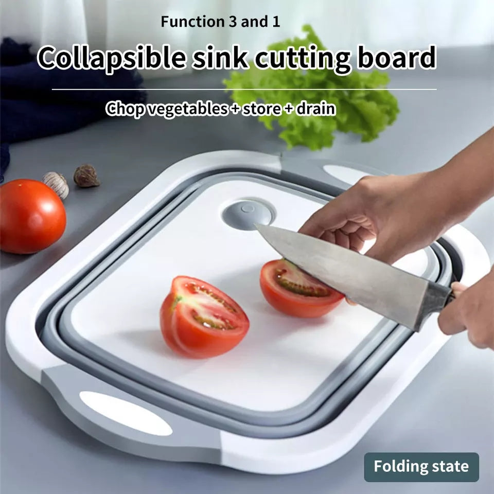 Folding Cutting Board Basket Collapsible Dish Tub