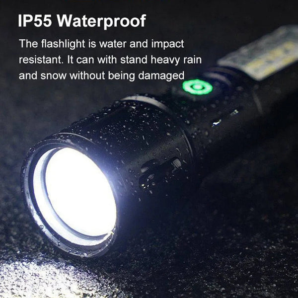 Portable Rechargeable Powerful LED Flashlight, Aluminum Alloy Zoom Flashlight